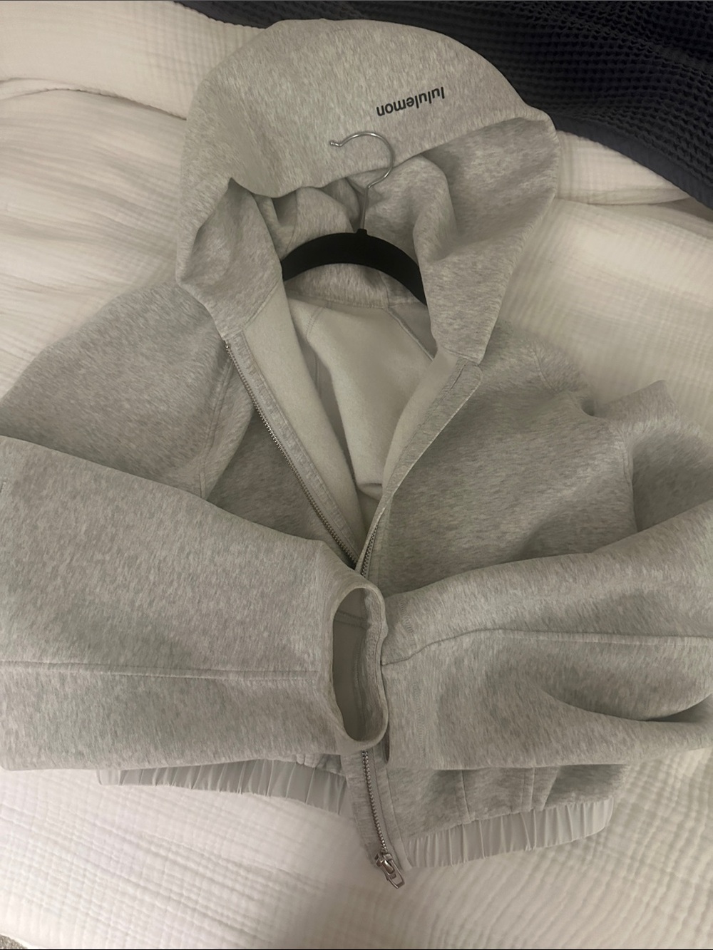 lululemon athletica Light Gray Hooded Zip crop hoodie